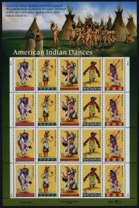 USA 3076a sheet Plate 1 MNH American Indian Dances