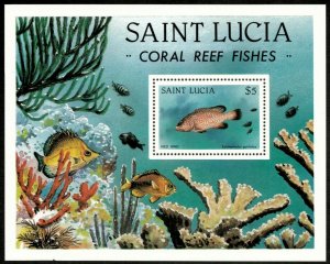 St. Lucia 1983 - Coral Reef Fishes, Red Hind - Souvenir Sheet - Scott 616 - MNH