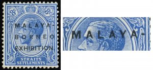 Malaya-Borneo Exhibition MBE opt Straits KGV 8c Small Hanging A MLH M2957