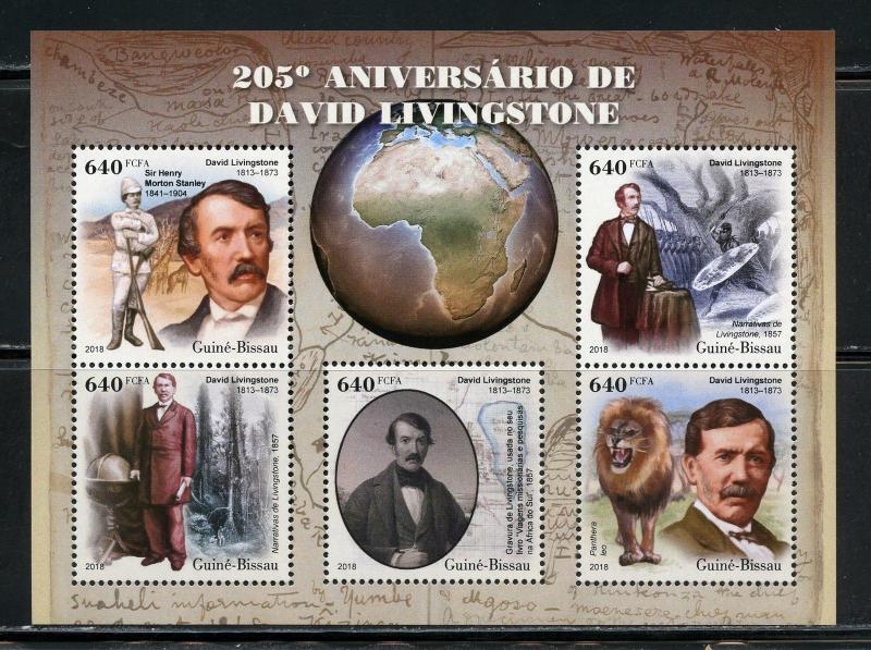 GUINEA BISSAU  2018 205th ANNIVERSARY OF DAVID LIVINGSTONE  SHEET MINT NH