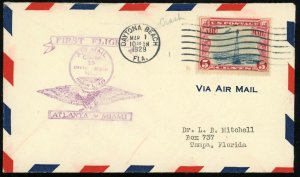 Daytona Beach to Tampa 1929 Crash Cover Interrupted Airmail 5c Postage #C11 USA