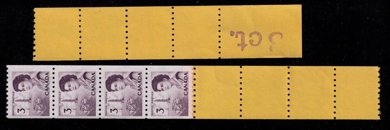 Canada # 466 Mint VF NH  coil  end 4 & st. of  10  tabs