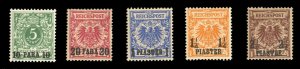 German Colonies, German Offices in the Turkish Empire #8-12 Cat$75, 1899 Surc...