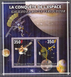 Djibouti 2013 Conquest of Space (XVIII) Galileo on Road to Jupiter Sheet MNH