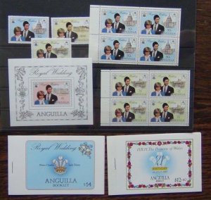 Anguilla 1981 Royal Wedding set Miniature Sheet Booklet Panes and Booklet MNH