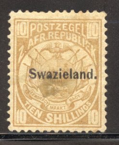 Swaziland Scott 8 Unused HHR Reprint - 1889 10sh Coat of Arms