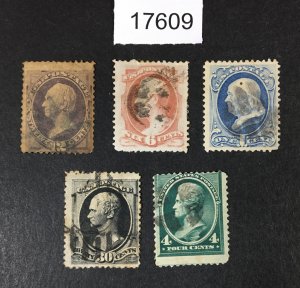 MOMEN: US STAMPS # 151,159,182,190,211 USED GROUP $340 LOT #17609