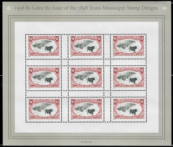 3210 Trans-Mississippi Re-issue Full MNH Sheet