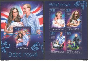 2013 Central Africa Famous People Royal Baby Kb+Bl ** Ca649