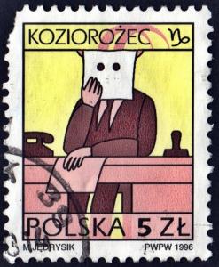 Poland SC#3288 5Zł Signs of the Zodiac: Capricorn (1996) Used/Fault