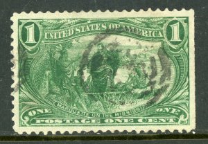 USA 1898 Trans Mississippi 1¢ Green Scott 285 VFU Z295