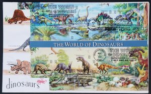 U.S. Used #3136a-o 32c Dinosaurs First Day Cover. Hand Painted by R Bugden.