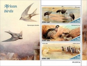 Sierra Leone - 2022 African Birds, Partridge, Egret - 3 Stamp Sheet - SRL220512a