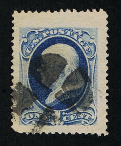 GENUINE SCOTT #182 BIG SUPER JUMBO USED 1873 DARK ULTRAMARINE 1¢ ABNC PRINTING