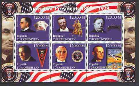 Turkmenistan 2000 US Presidents #06 perf sheet of 6 unmou...