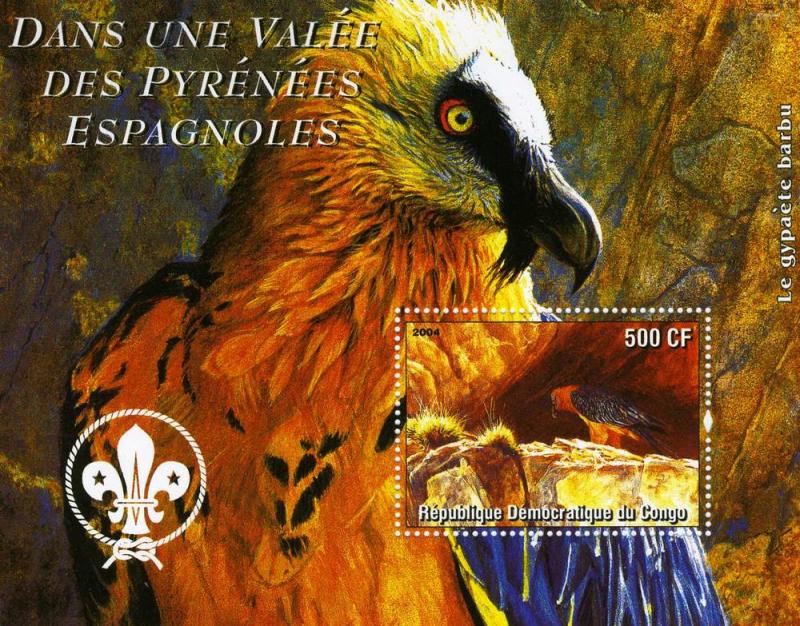 Congo 2004 Bird of Prey Scouts Emblem s/s Perforated mnh.vf