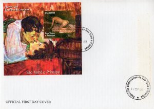 Sao Tome and Principe 2005 FDC Toulouse Lautrec Nudes Ptgs.S/S IMPERFORATED