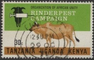 Kenya (KUT) 233 (used) 30c rinderpest campaign, cow (1971)