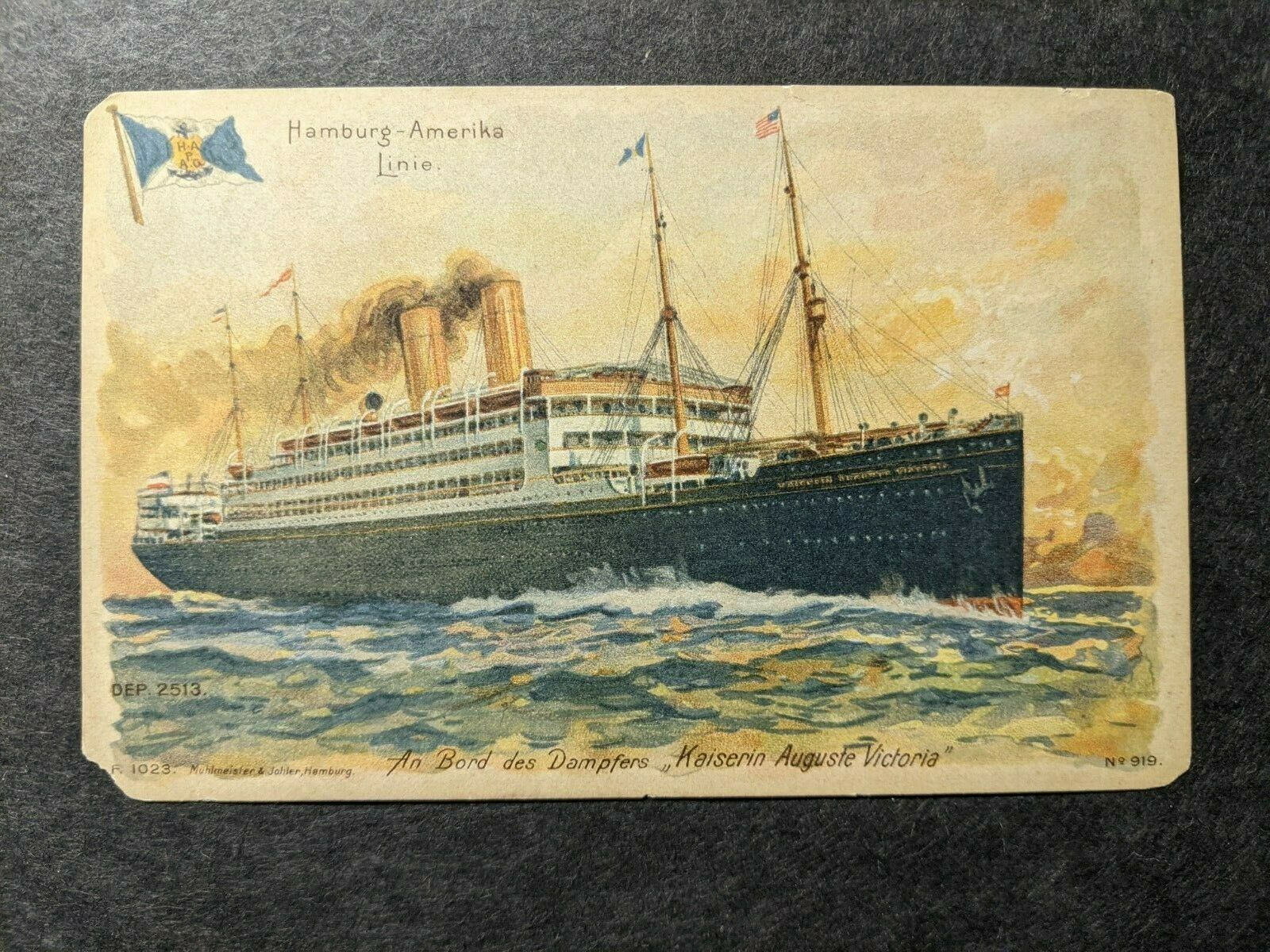 Steamer SS KAISERIN AUGUSTE VICTORIA HAMBURG-AMERIKA Line Naval unused ...