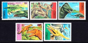 Congo 1993 Prehistoric Animals Complete Mint MNH Set SC 1043-1047