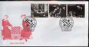 Kyrgyzstan 2000 History of Chess #3 perf strip of 3 on il...