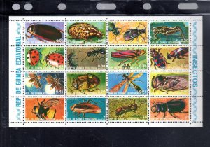 EQUATORIAL GUINEA 1978 INSECTS MINT VF NH O.G SHEET 16 CTO (123EQ)