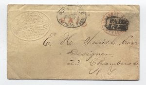 1859 Broadway Post Office and Boyds' conjunctive local stampless cover [6585.6]