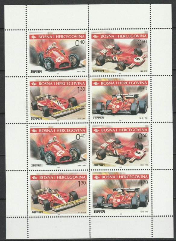 Bosnia and Herzegovina 2001 Formula 1, Ferrari MNH sheet