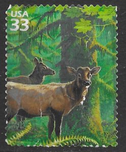 US #3348 used. Pacific Coast Rain Forest. Deer