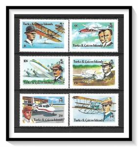 Turks & Caicos #347-352 Aviation Progress MNH