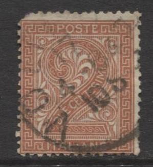 Italy - Scott 25 - Numeral -1863 - Used - 2c - Orange Brown Stamp