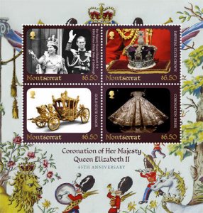 Montserrat 2018 - Queen Elizabeth Coronation, 65 Years - Sheet of 4 - 1402 MNH