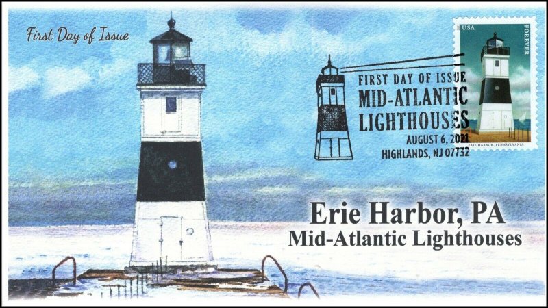 21-247, 2021, Mid-Atlantic Lighthouses, First Day Cover, Pictorial Postmark,