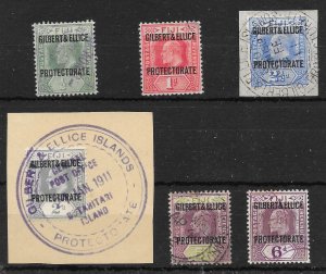 GILBERT & ELLICE IS. SG1/6 1911 OVERPRINT SET TO 6d USED