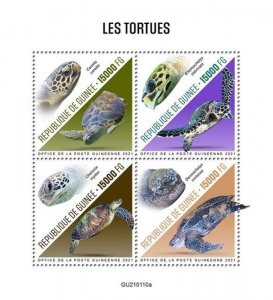 Guinea - 2021 Sea Turtles, Hawksbill - 4 Stamp Sheet - GU210110a