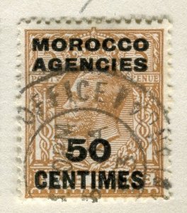 MOROCCO AGENCIES;  1920s early GV French surcharged issue fine used 50c. value
