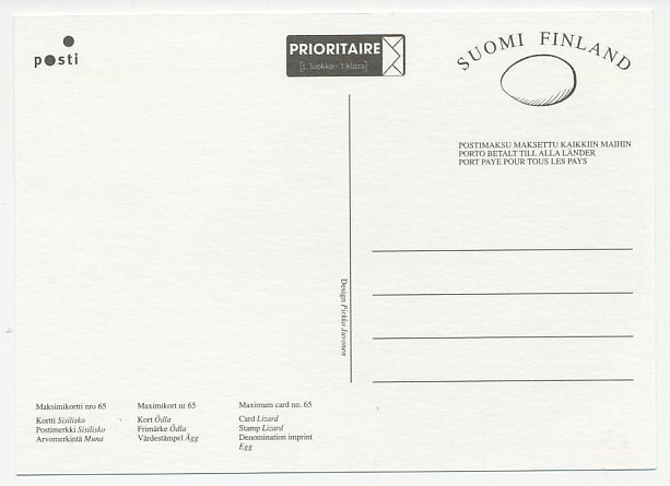 Postal stationery Finland / Maximum card 2004 Lizard - Egg