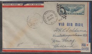 U.S. Scott #C24 Air Mail Cover - 23 June St Petersburg FL to Holland