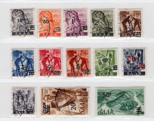 GERMANY SAAR 1947 OVERPRINT SET OF 13 STAMPS SCOTT 175-187 PERFECT CTO USED