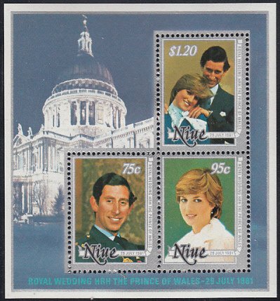 Niue 1981 MH Sc #342a Souvenir sheet of 3 Charles, Diana Royal Wedding