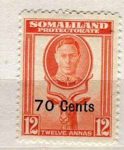 SOMALILAND PROTEC; 1951 early GVI surcharged issue Mint hinged 70c. value