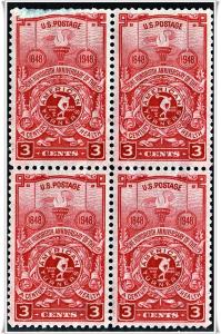 SC#979 3¢ American Turners Block of Four (Fault UL/Used)