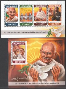 HM1307 2018 MOZAMBIQUE MAHATMA GANDHI MARTIN LUTHER KING #9559-2+BL1352 MNH