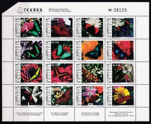 Bolivia (1993) Sc 889 ( sheet of 16) MNH, butterflies