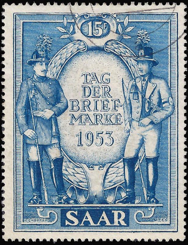 Saar 1953 Sc 247 UVF  Stamp Day 1953