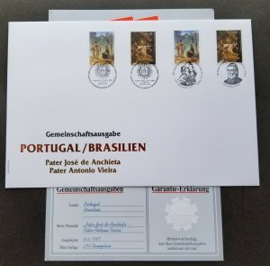 Portugal Brazil Joint Issue 400th Anniv Father 1997 FDC *dual PMK *guaranty Rare