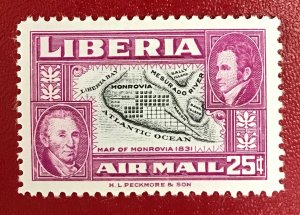 1952 Liberia Sc C68 unused Map of Monrovia CV$.25 Lot 2055