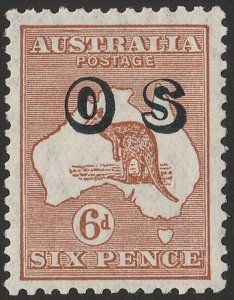 AUSTRALIA 1932 Kangaroo 6d wmk C of A OS. MNH **. ACSC 23(OS)A cat $125.