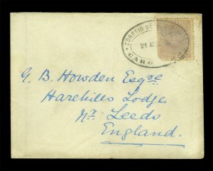 Portugal CAPE VERDE 1886  CROWN 100r Sc 7 on S.Vicente RMS Galicia COVER to UK