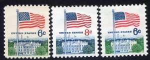 Scott #1338 1338D 1338F Flag Over White House Single Stamps - MNH